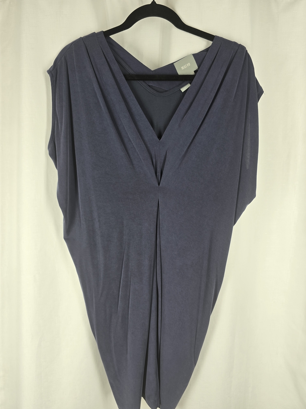 Maeve Slate-Blue Draped V-Neck Mini Dress 2 Piece set.